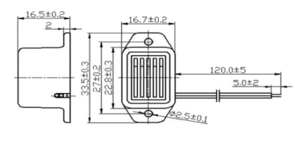 Mechanical 1.5VDC 70dB Buzzer Alarm Dimensions 33W