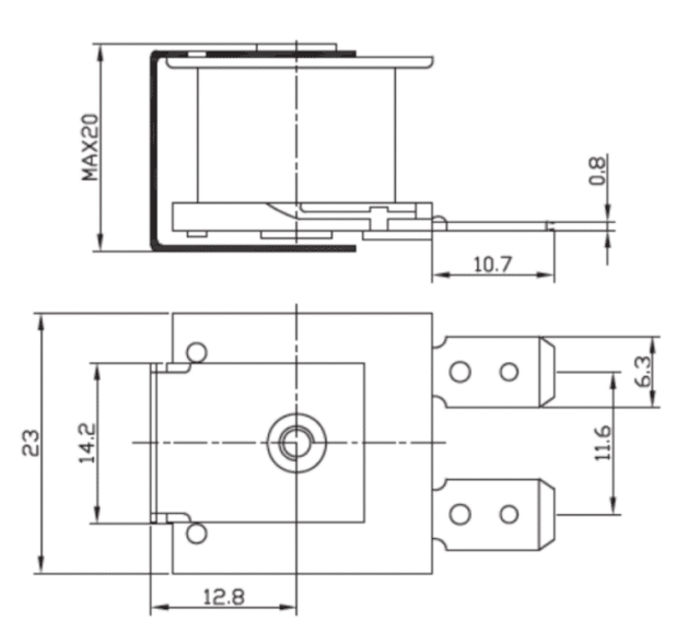 Mechanical 12VDC 75dB Buzzer Alarm Dimensions 1023