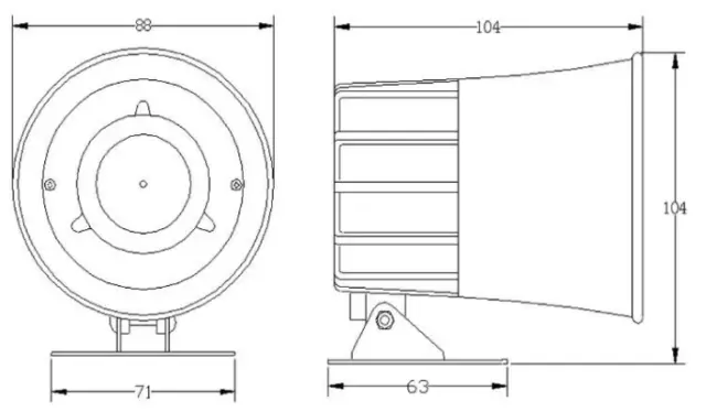 Siren FBS70A Dimensions