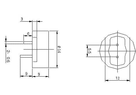 Ultrasonic Sensor FB14F-40FS-BA-1 Dimensions