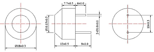 Ultrasonic Sensor FB18F-40FS-BA Dimensions