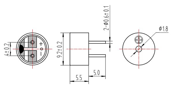 Dimensions of Magnetic Transducer 0955