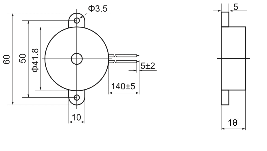 Dimensions of Piezo Active Buzzer 4218