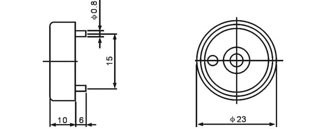 Dimensions of Piezo Buzzer FT2310BAP