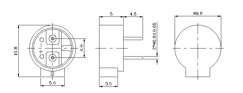 Dimensions of magnetic transducer 9055