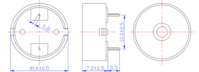 dimensions of Piezo transducer 1475