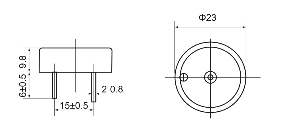 dimensions of Piezo transducer 2310