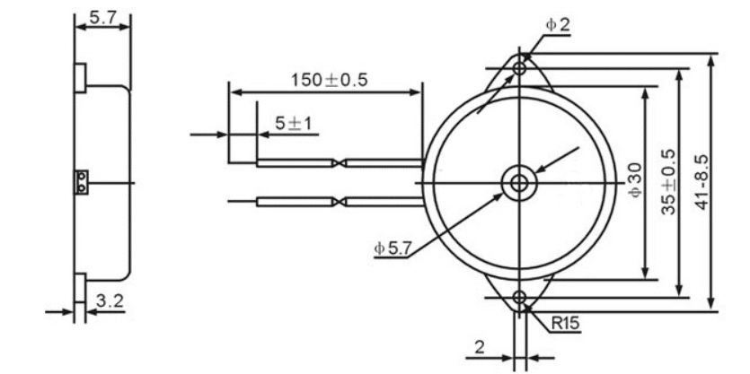 dimensions of Piezo transducer 3006